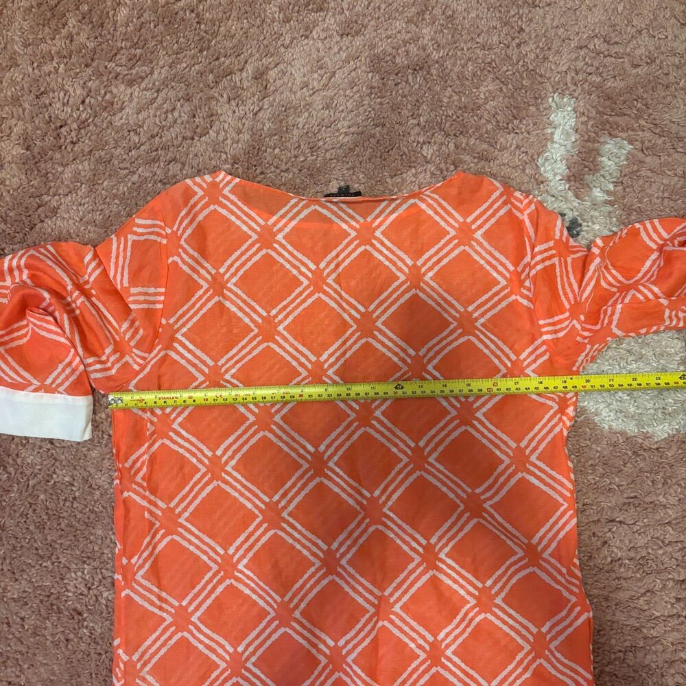 Talbots Cotton-Silk Blend Tunic Top - Lightweight Coral/White Womens Sz Small - Picture 7 of 7